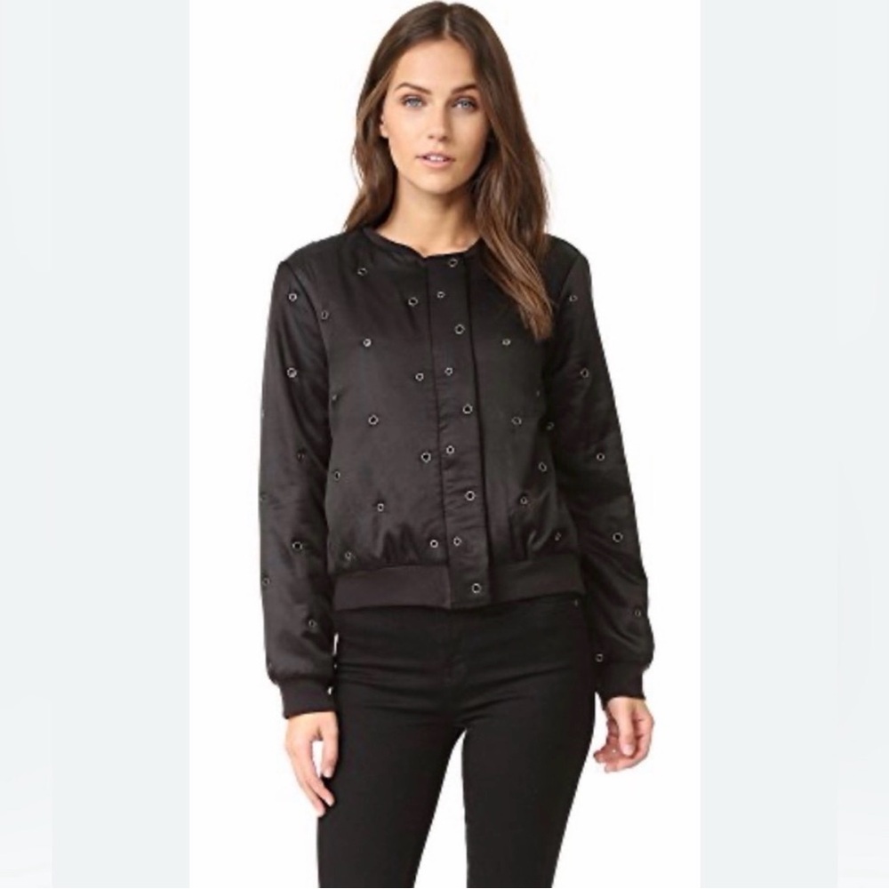 Velvet by Black Silk Blend Eyelet
Bomber Jacket
